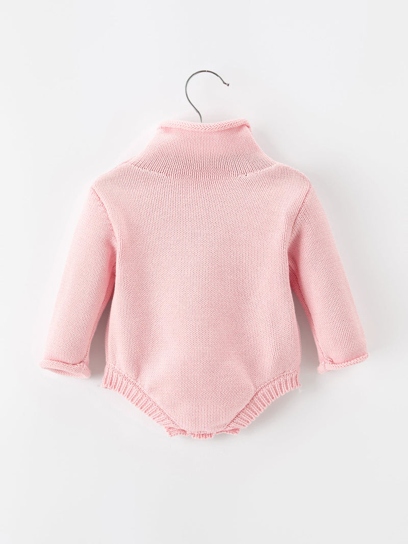 Christmas Candy Cane Bow Knit Baby Girls Romper - The Palm Beach Baby