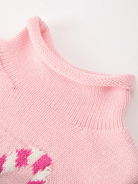 Christmas Candy Cane Bow Knit Baby Girls Romper - The Palm Beach Baby