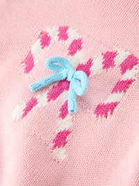Christmas Candy Cane Bow Knit Baby Girls Romper - The Palm Beach Baby