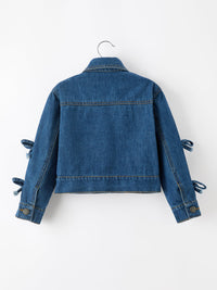 Girls Denim Bow Sleeve Button-Front Jacket - The Palm Beach Baby