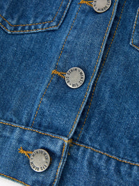 Girls Denim Bow Sleeve Button-Front Jacket - The Palm Beach Baby