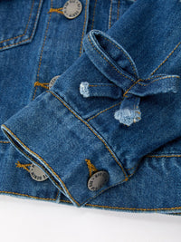 Girls Denim Bow Sleeve Button-Front Jacket - The Palm Beach Baby