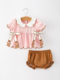 Classic Girls Gingerbread Peter Pan Collar Bloomer Set - The Palm Beach Baby