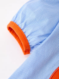 Fall Girls Plaid Pumpkin Appliqué Peter Pan Collar Dress - The Palm Beach Baby