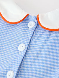 Fall Girls Plaid Pumpkin Appliqué Peter Pan Collar Dress - The Palm Beach Baby