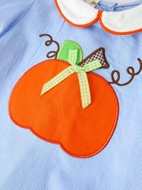Fall Girls Pumpkin Appliqué Peter Pan Collar Bloomer Set - The Palm Beach Baby