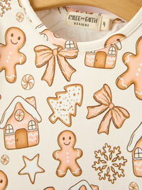 Gingerbread Cookie Girls Long Sleeve Twirl Dress