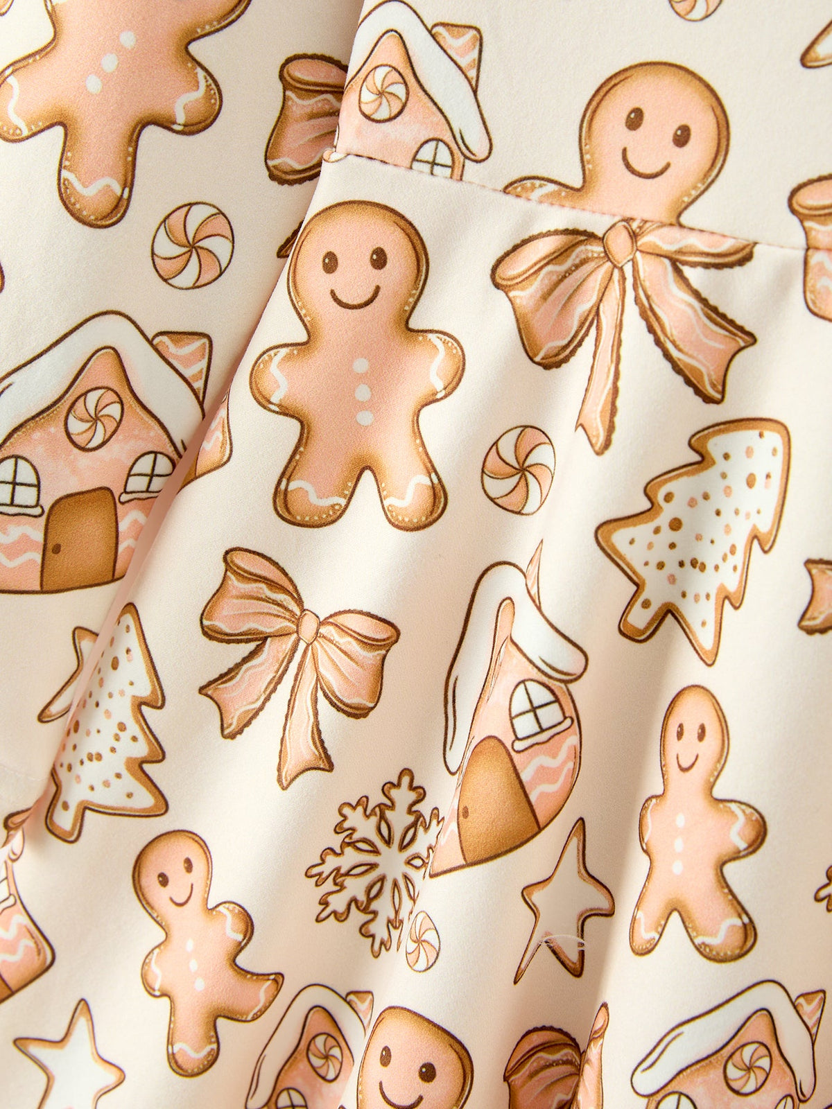 Gingerbread Cookie Girls Long Sleeve Twirl Dress