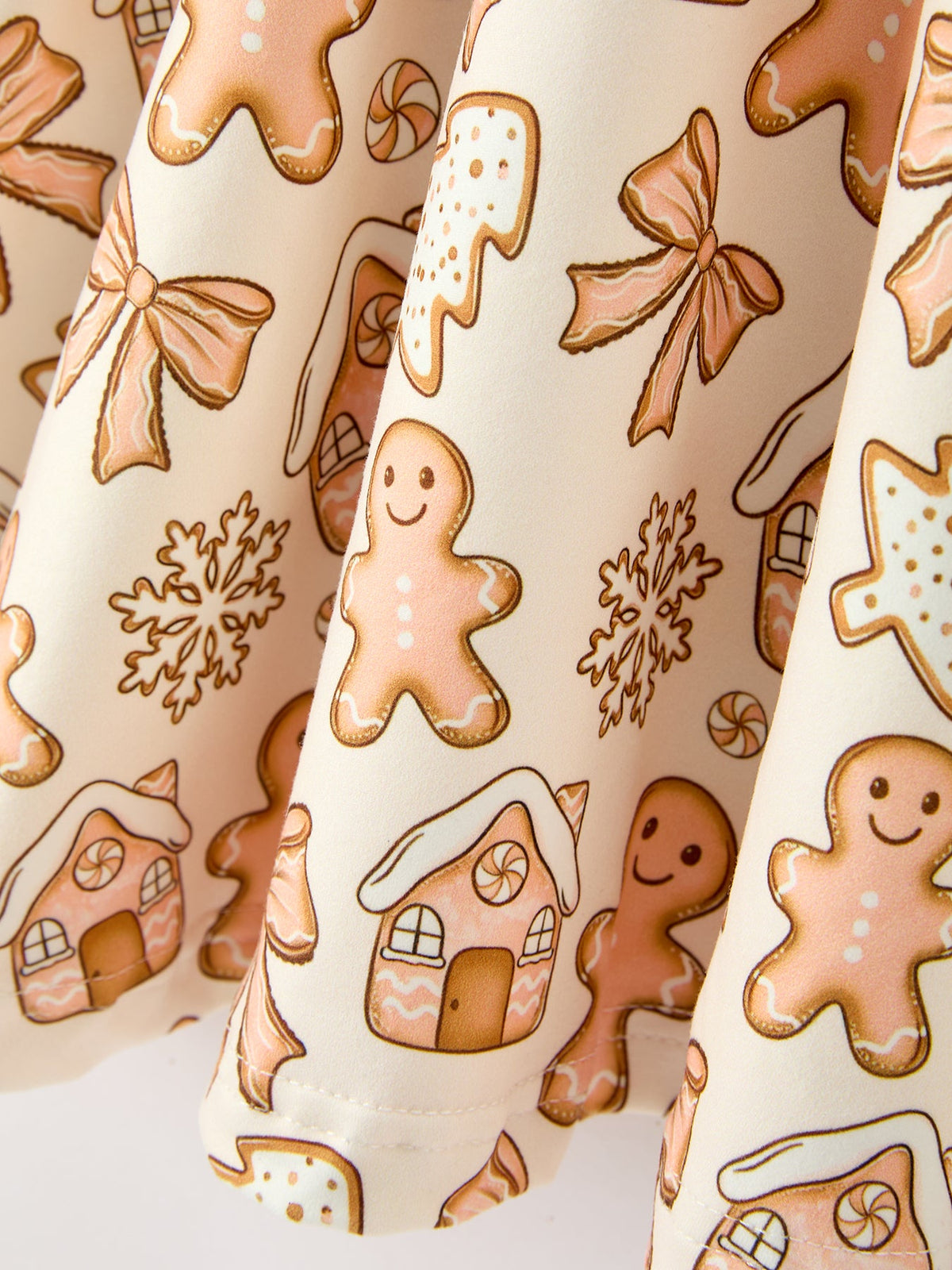 Gingerbread Cookie Girls Long Sleeve Twirl Dress