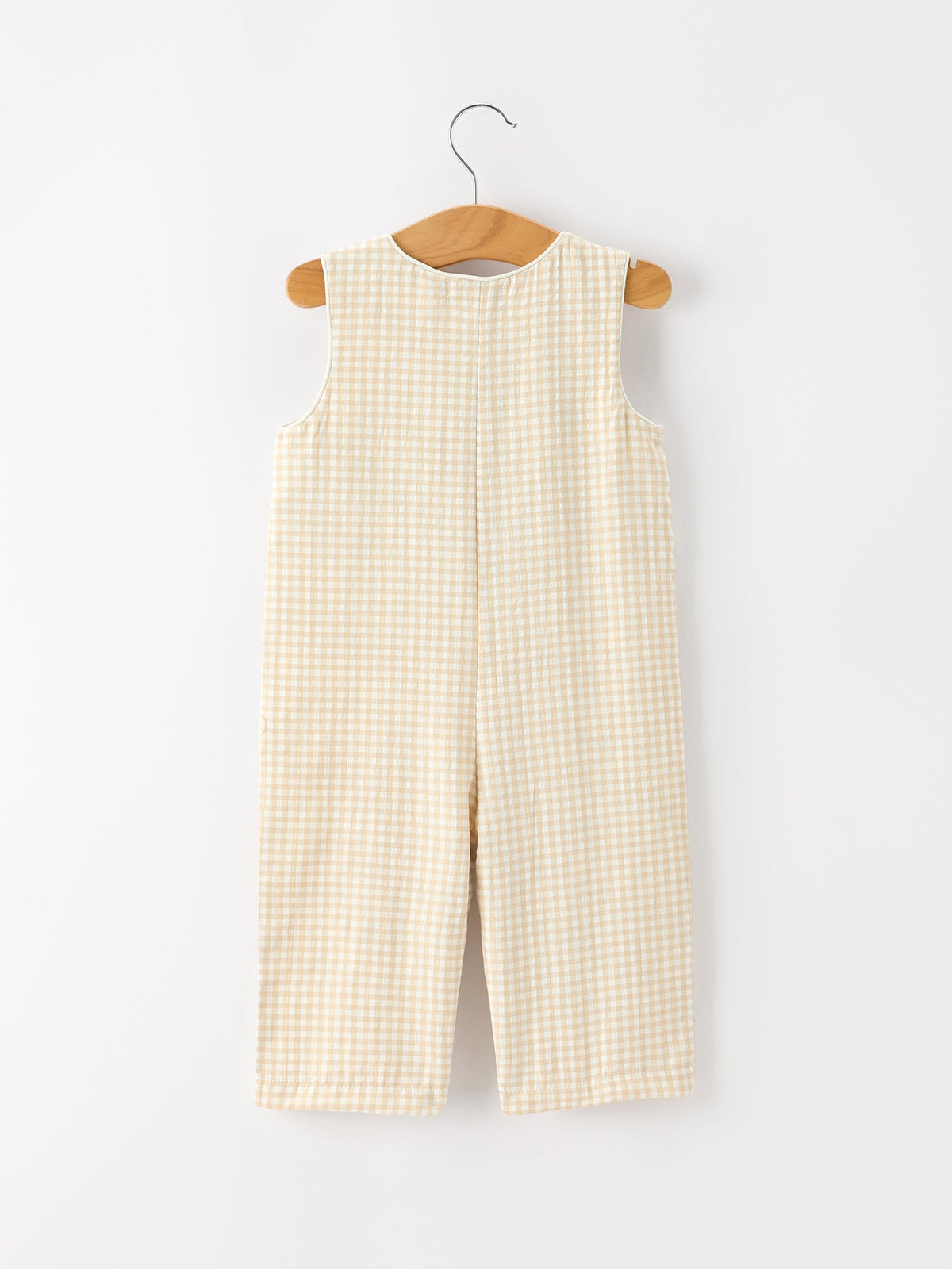 Goose Embroidered Beige Plaid Baby Boys Jonjon