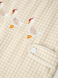 Baby Boys Romper Goose Embroidered Beige Plaid - The Palm Beach Baby