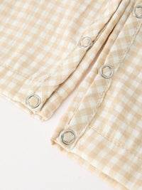 Baby Boys Romper Goose Embroidered Beige Plaid - The Palm Beach Baby