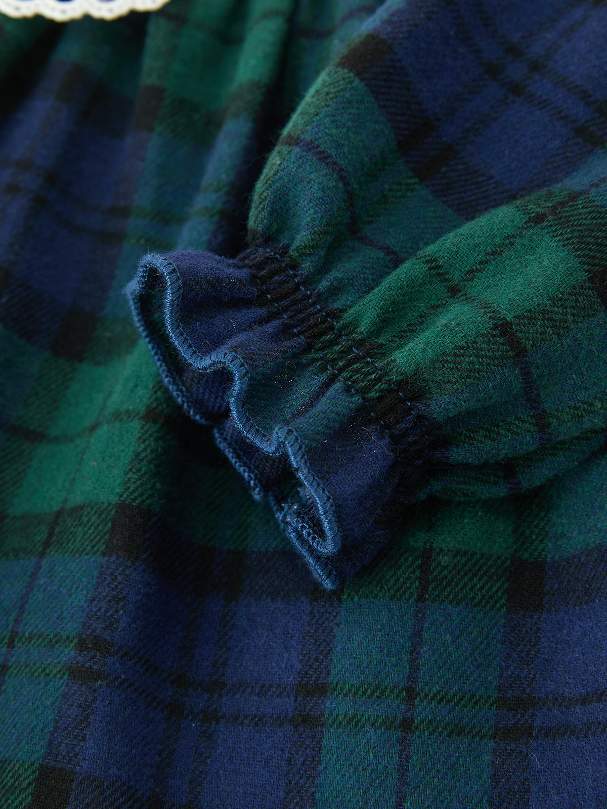 Christmas Girls Green & Navy Plaid Embroidered Bloomer Set