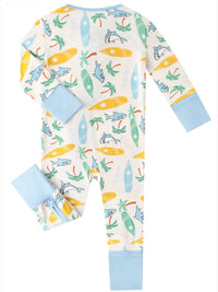 PoshTOT Beach Surfing Bamboo Baby Convertible Zippy Romper - The Palm Beach Baby