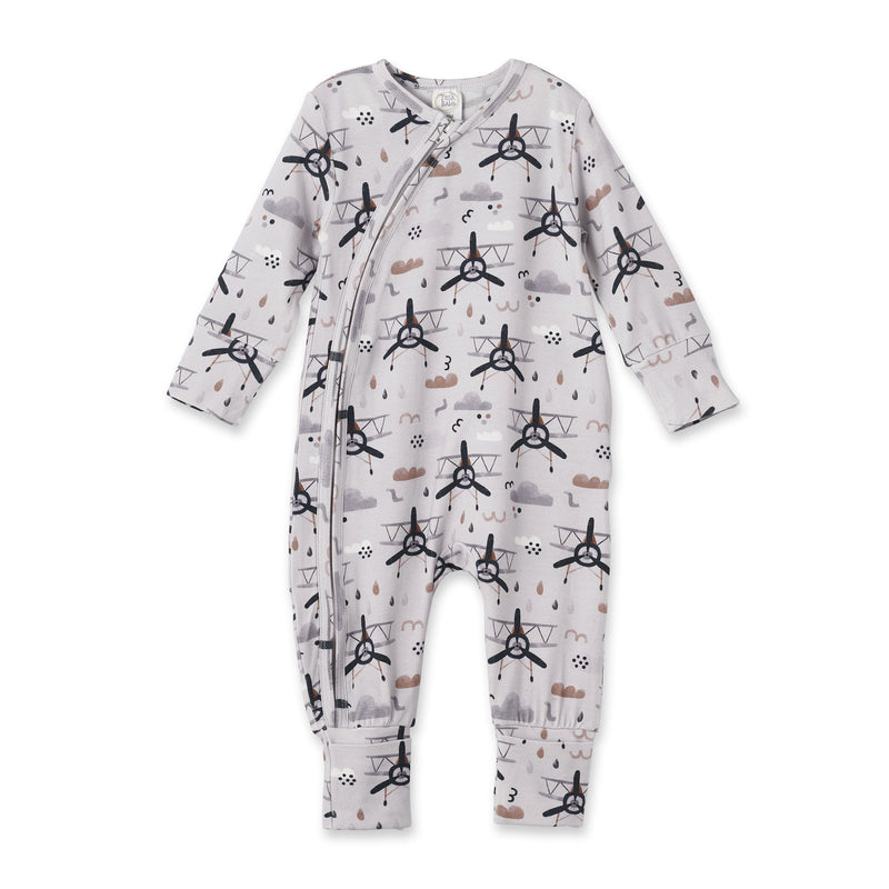 Airplane Zipper Romper -  Bamboo Baby Footie Outfit