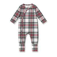 Plaid Baby Christmas Zipper Romper With Convertible Cuffs - The Palm Beach Baby