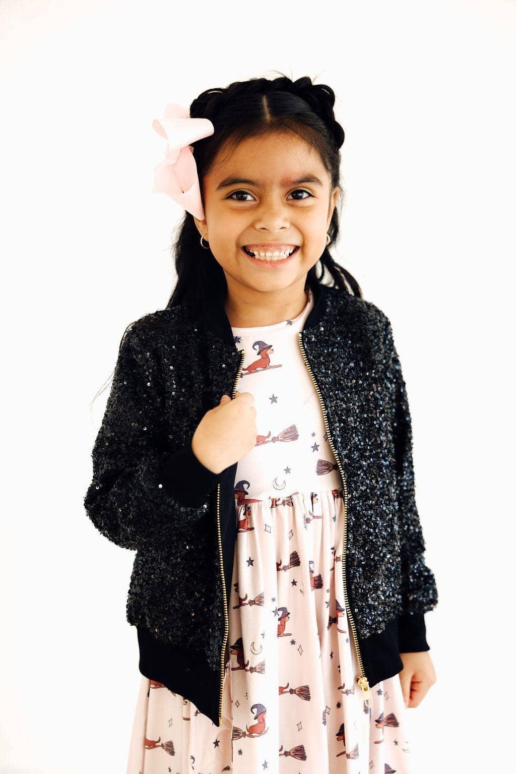 Happy Howl-oween 3/4 Sleeve Twirl Dress with Pockets for Kids - Fun & Comfortable Halloween Outfit - The Palm Beach Baby