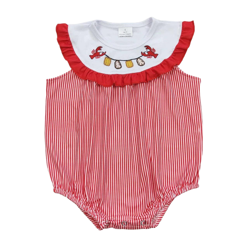 "Lobster And Stripes" Summer Baby's Romper