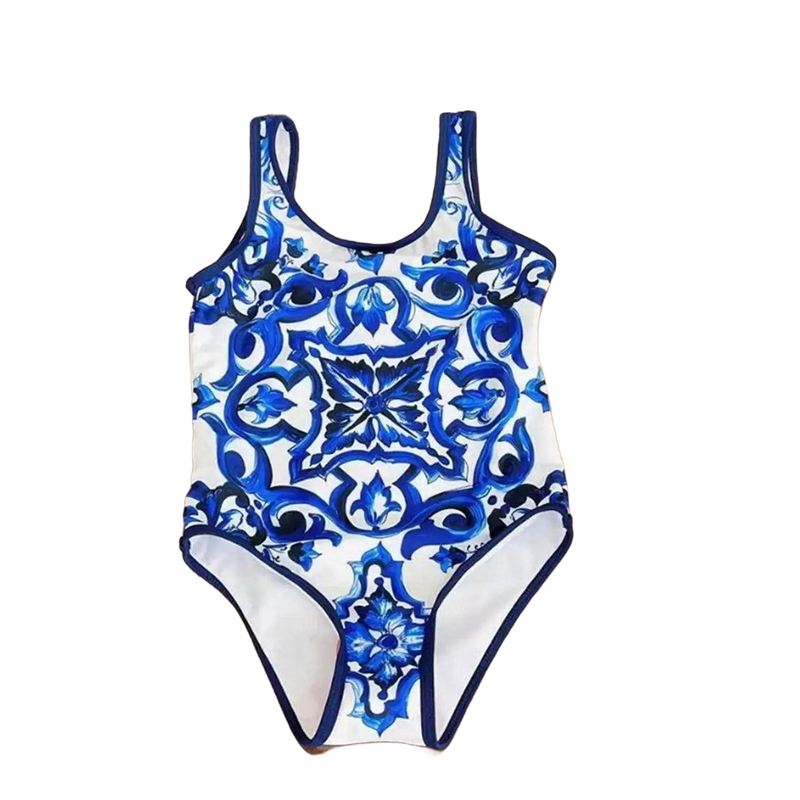 "Blue Sweetie" 1 PC Little Girls Swimsuit