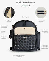 The Daphne Diaper Bag - Onyx - The Palm Beach Baby