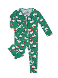 PoshTOT Sanrio Kitty Green Bamboo Baby Convertible Zippy Romper - The Palm Beach Baby