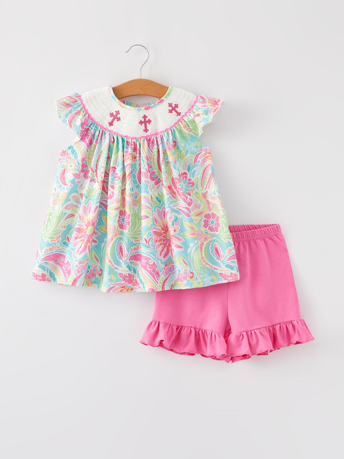 Easter Cross Smocking Embroidery Baby Girl Set - The Palm Beach Baby Rylee Faith Designs