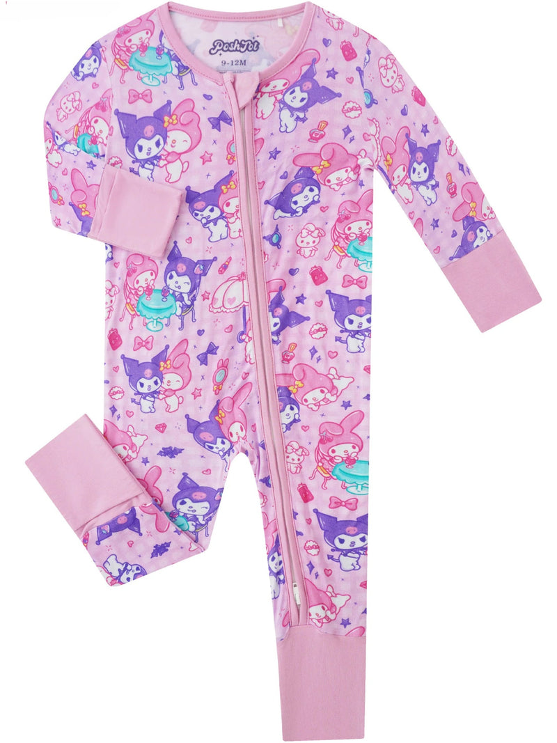 PoshTOT Sanrio Kuromi Bamboo Baby Convertible Zippy Romper - The Palm Beach Baby