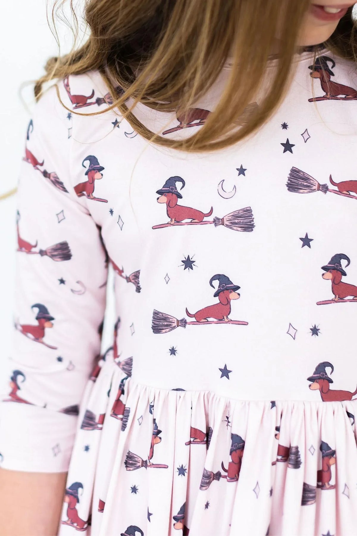 Happy Howl-oween 3/4 Sleeve Twirl Dress with Pockets for Kids - Fun & Comfortable Halloween Outfit - The Palm Beach Baby