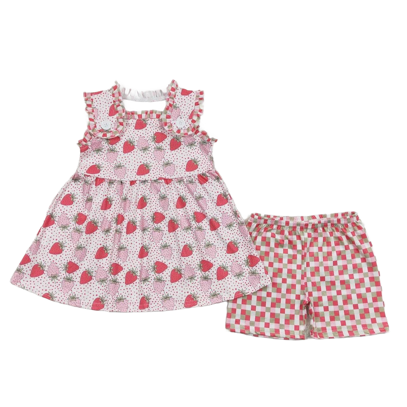 "Strawberry Sweetie" Little Girl's Shorts 2 PC Set
