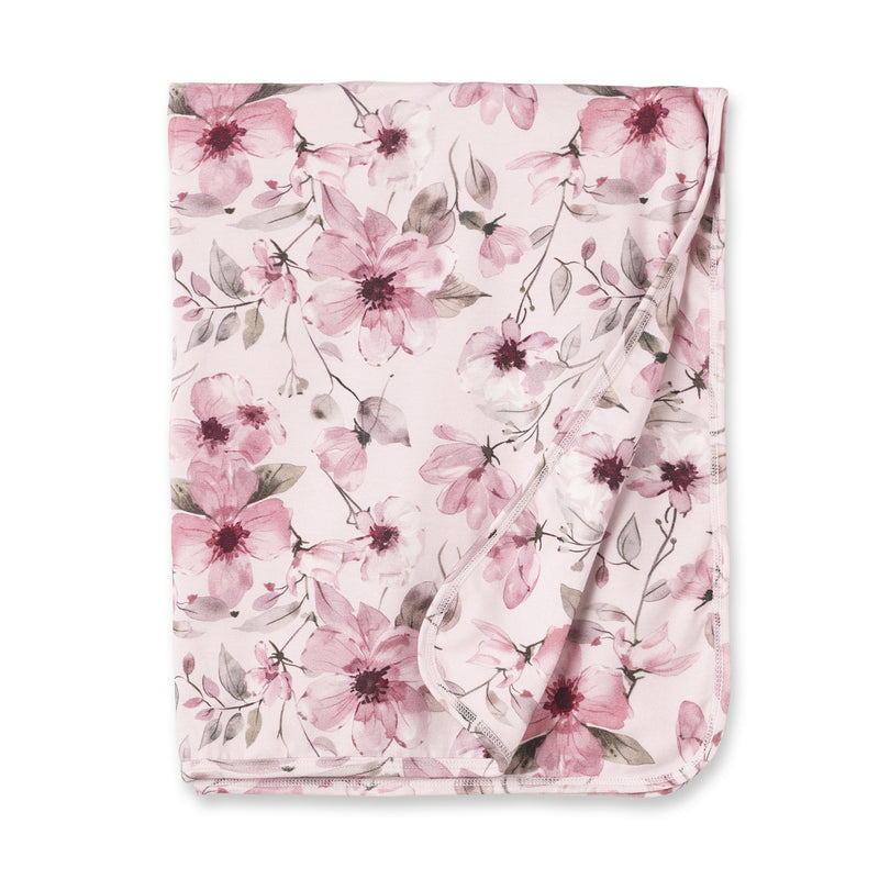 Watercolor Floral Baby Stroller Blanket - Bamboo - The Palm Beach Baby