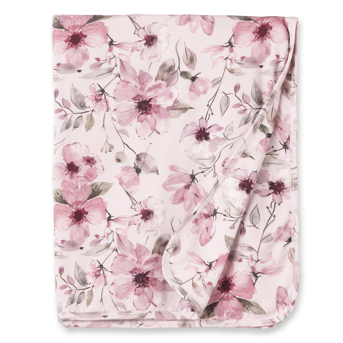 Watercolor Floral Baby Stroller Blanket - Bamboo