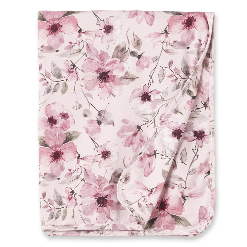 Watercolor Floral Baby Stroller Blanket - Bamboo - The Palm Beach Baby