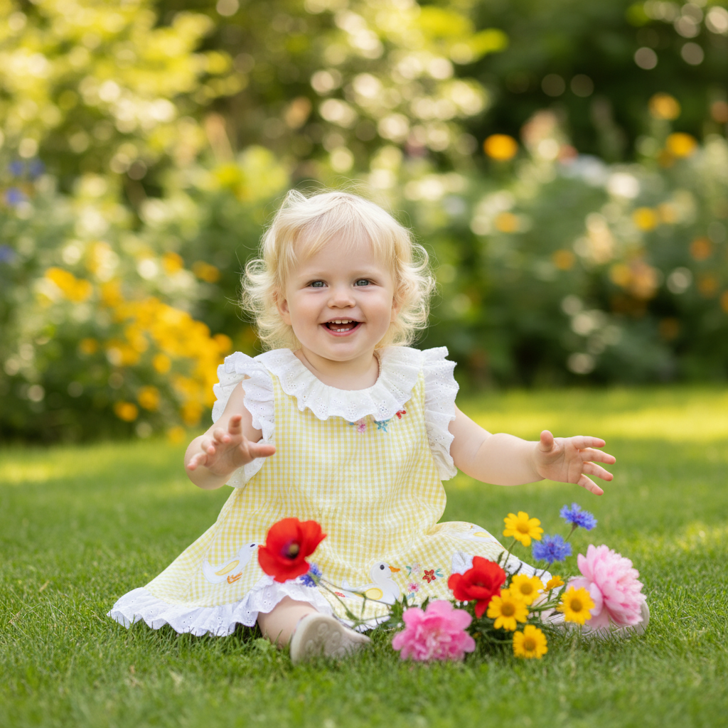 Adorable Checked Children's Party Dress - Frilly Little Duckies - The Palm Beach Baby Estimated 13 - 20 Day Shipping