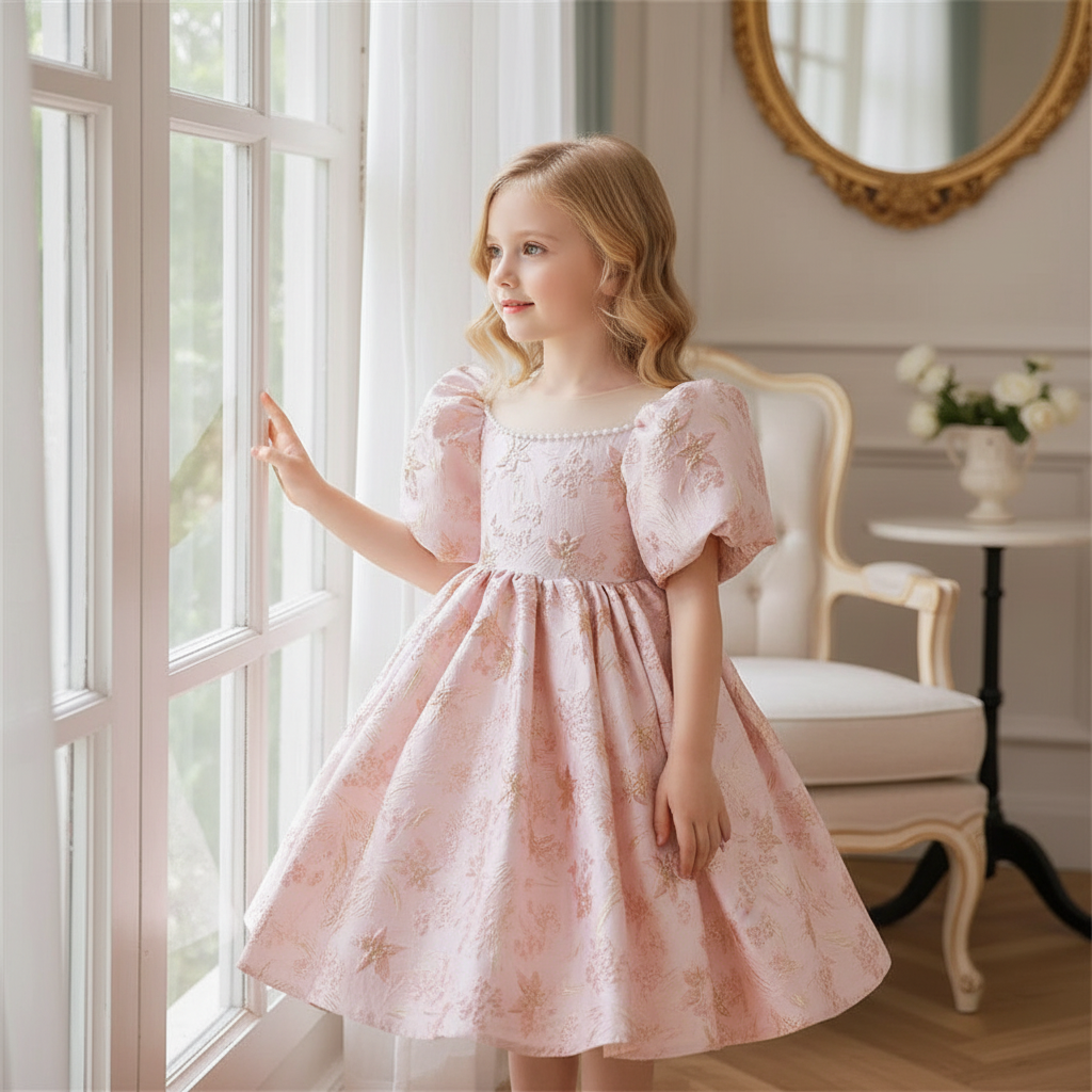 Suzette Elegant Palm Beach Pink Brocade Dress for Little Girls - The Palm Beach Baby Estimated 15 - 20 Shipping