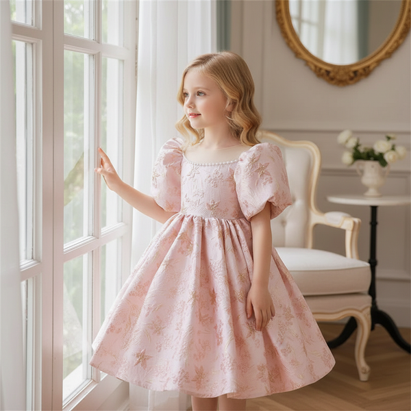 Suzette Elegant Palm Beach Pink Brocade Dress for Little Girls - The Palm Beach Baby Estimated 15 - 20 Shipping
