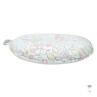 Goosewaddle floor cushion round pillow with pastel floral and lemon print on soft cotton fabric