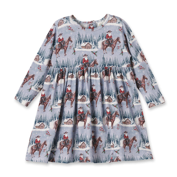 Cowgirl Christmas Girls Dress – Soft Bamboo Holiday Style - The Palm Beach Baby