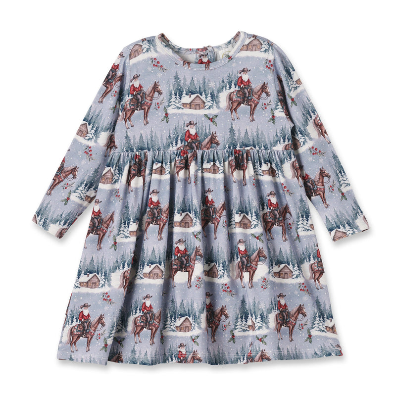 Cowgirl Christmas Girls Dress – Soft Bamboo Holiday Style - The Palm Beach Baby