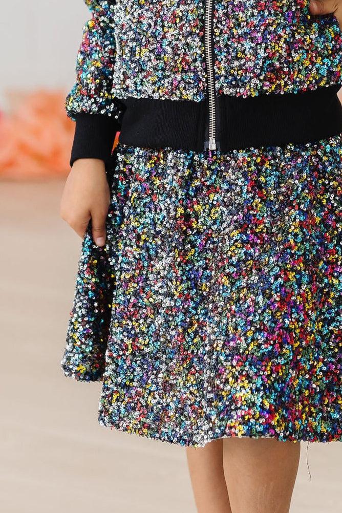 Sparkling Confetti Sequin Twirl Skort for Girls by Mila & Rose, perfect for twirling at parties and festive events.