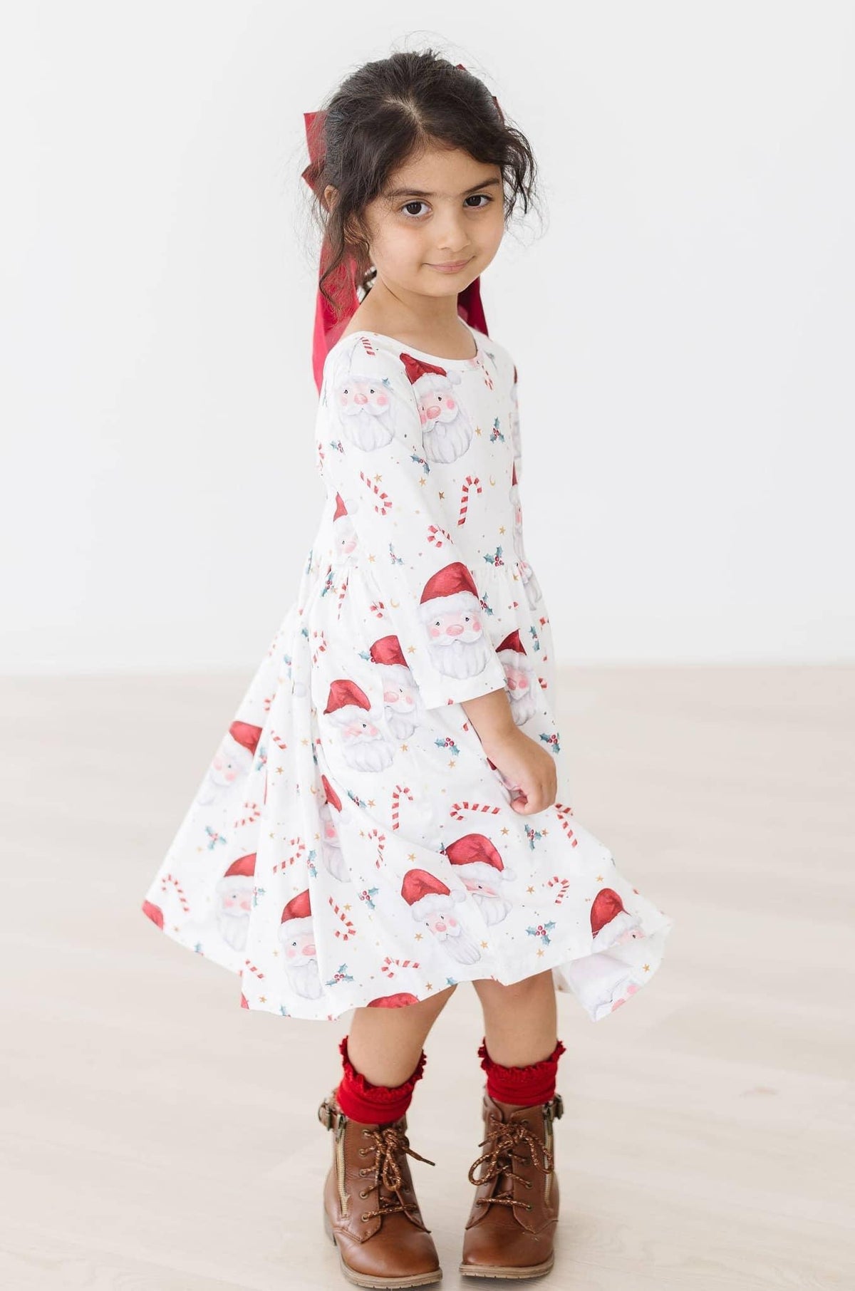 Mistletoe Magic 3/4 Sleeve Pocket Holiday Twirl Dress - The Palm Beach Baby