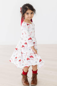 Mistletoe Magic 3/4 Sleeve Pocket Holiday Twirl Dress - The Palm Beach Baby