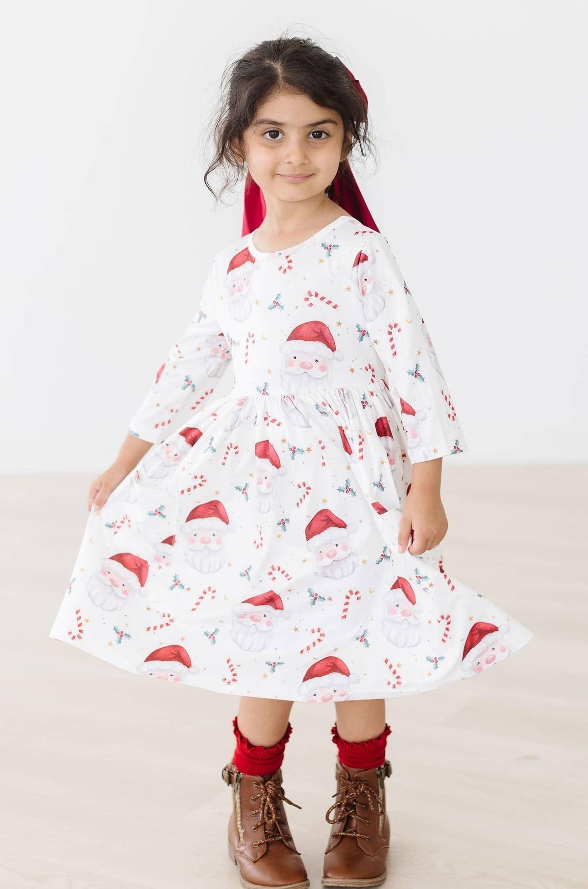 Mistletoe Magic 3/4 Sleeve Pocket Holiday Twirl Dress - The Palm Beach Baby