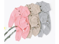Cozy Handmade Baby Knitted Romper with Matching Hat