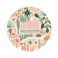 The SoftKnot Bow Desert Cactus Beige: bamboo head-wrap bow for moms on a hand-drawn CozyMa desert print.