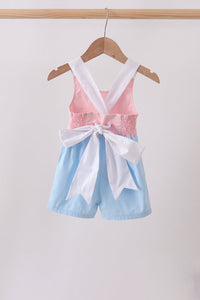 Pink & blue ruffle bow bubble