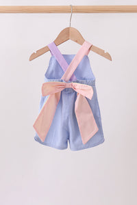 Blue ruffle bow bubble