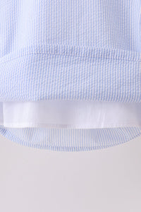 Blue Stripe Seersucker Lemon Applique Dress For Girls - The Palm Beach Baby