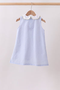 Blue Stripe Seersucker Lemon Applique Dress For Girls - The Palm Beach Baby