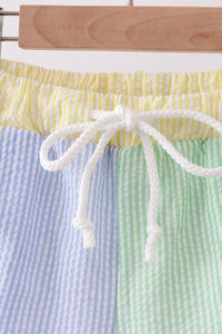Blue&green seersucker shorts