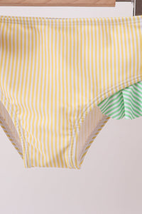 Pink stripe ruffle 2pc swimsuit